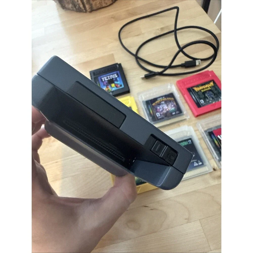 ModRetro Chromatic 1st Edition Black Sapphire Screen Game Boy with 7 Games